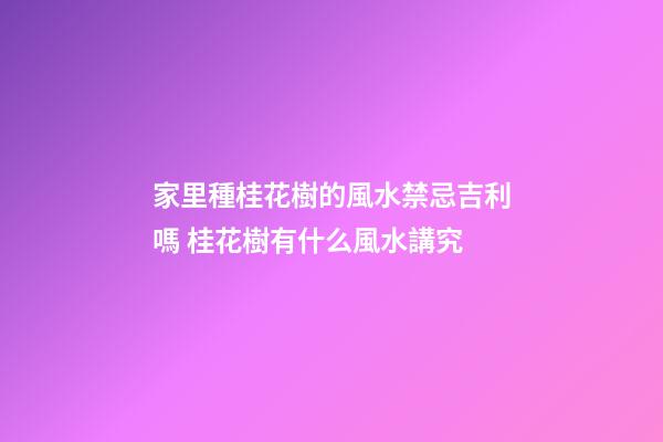 家里種桂花樹的風水禁忌吉利嗎 桂花樹有什么風水講究